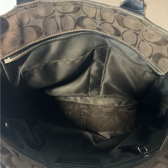 COACH Circle Patchwork East West Tote Black Brown F15466 Shoulder Handbag Purse - Picture 8 of 9